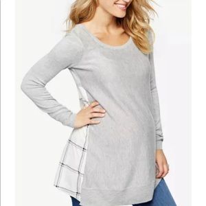 🌻A Pea In The Pod Gray Plaid Back Sweater - XS